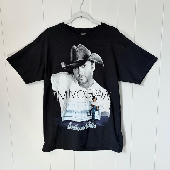 Anvil Tops - Tim McGraw Concert Tshirt Southern Voice Tour Country Music 90s Y2K Black Large